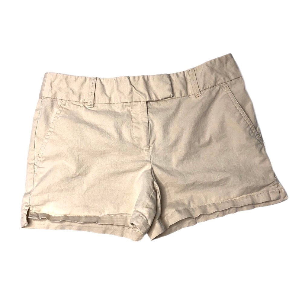 LOFT Light Beige Mid Rise Cotton Stretch Shorts